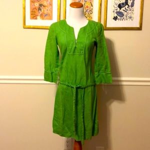 J. Crew grass green v-neck linen tunic dress XS
